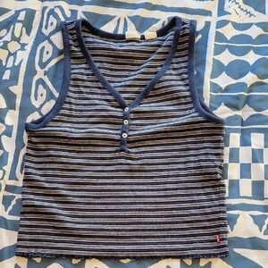 Levi's Blue Striped Button Tank Top